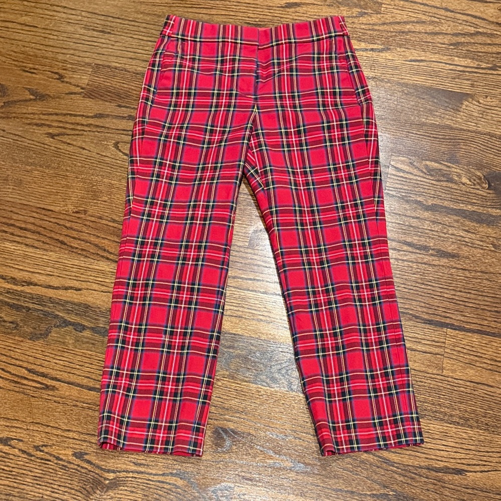 J. Crew Red Plaid Ankle Pants